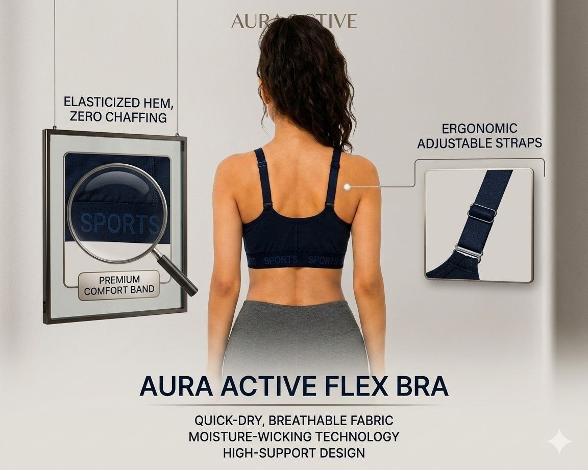 Zelvia Women's Sports Bra – Comfort & Support Activewear